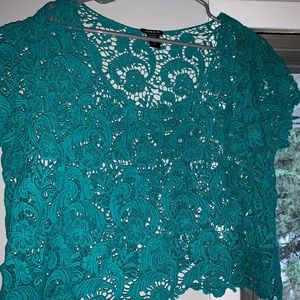 Teal Torrid Mesh crop